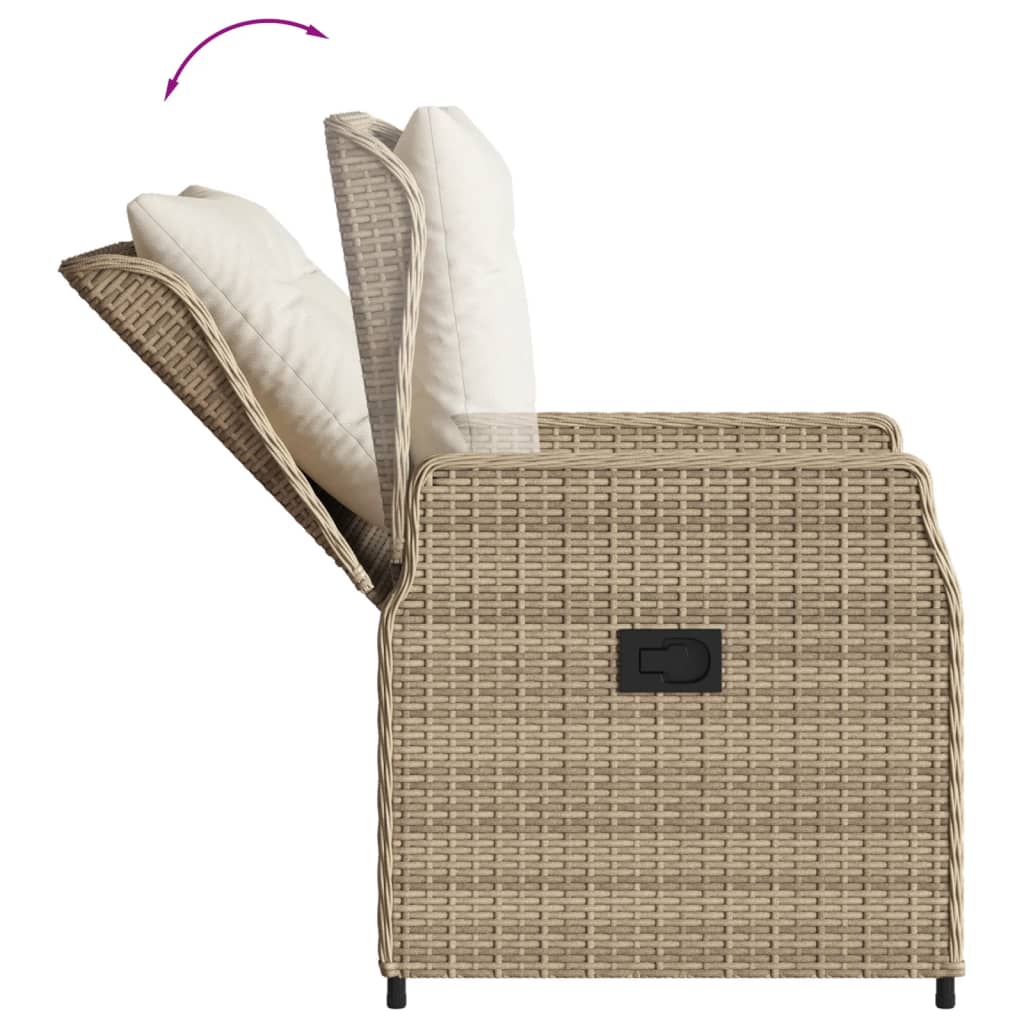 5-tlg. Garten-Essgruppe mit Kissen Beige Poly Rattan