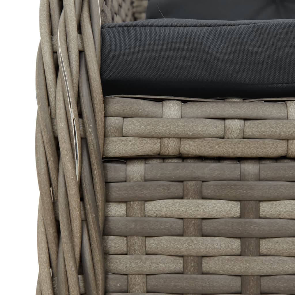 3-tlg. Garten-Essgruppe mit Kissen Grau Poly Rattan