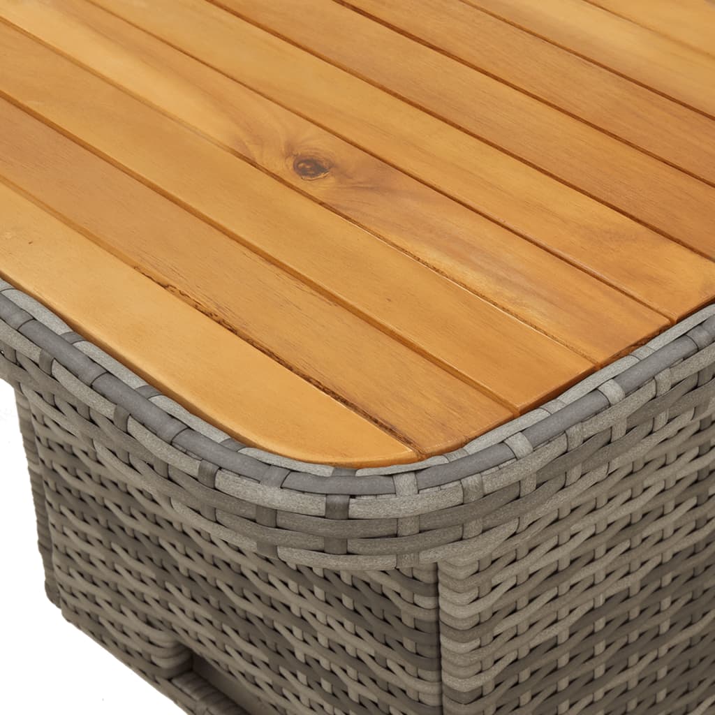 5-tlg. Garten-Essgruppe mit Kissen Grau Poly Rattan