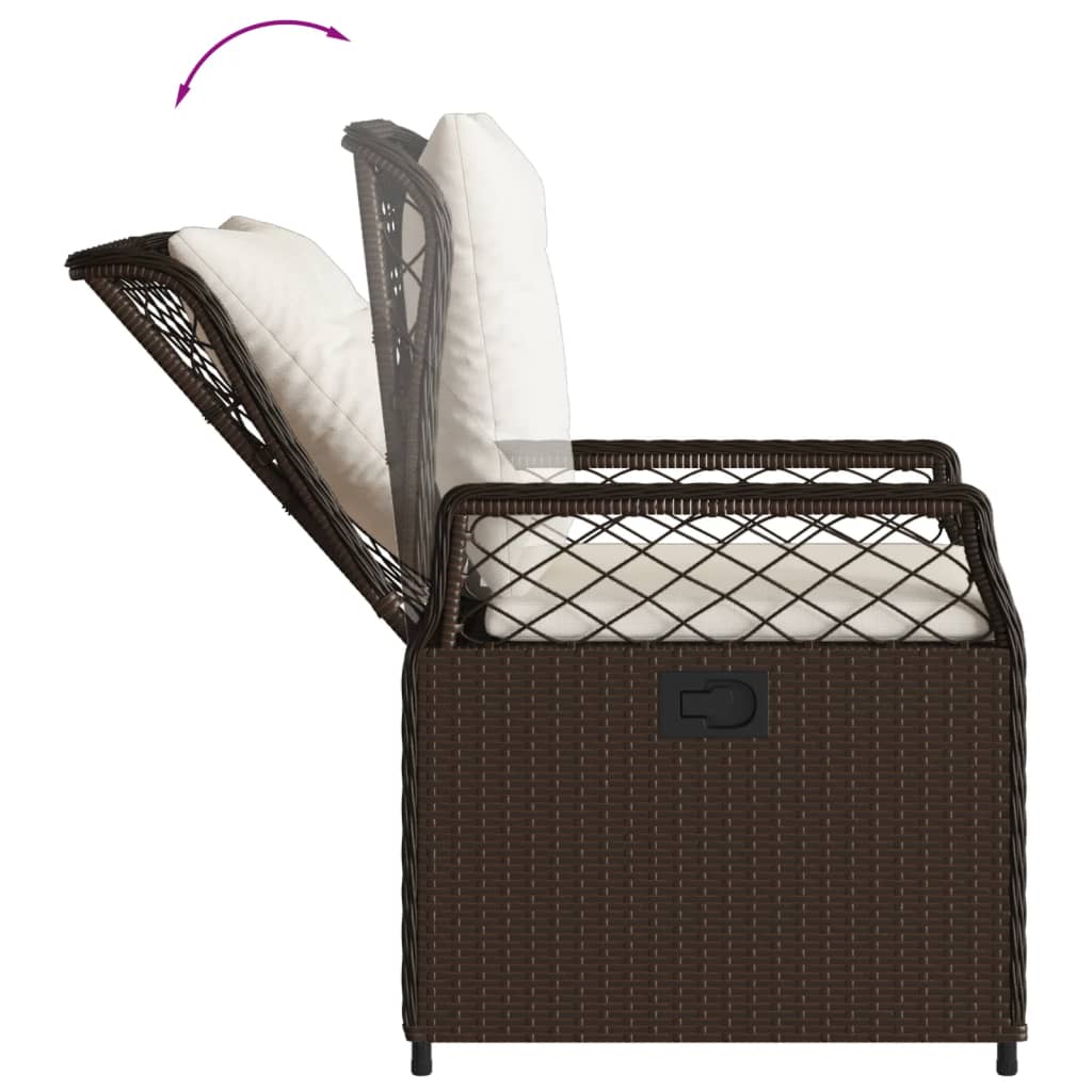 9-tlg. Garten-Essgruppe mit Kissen Braun Poly Rattan