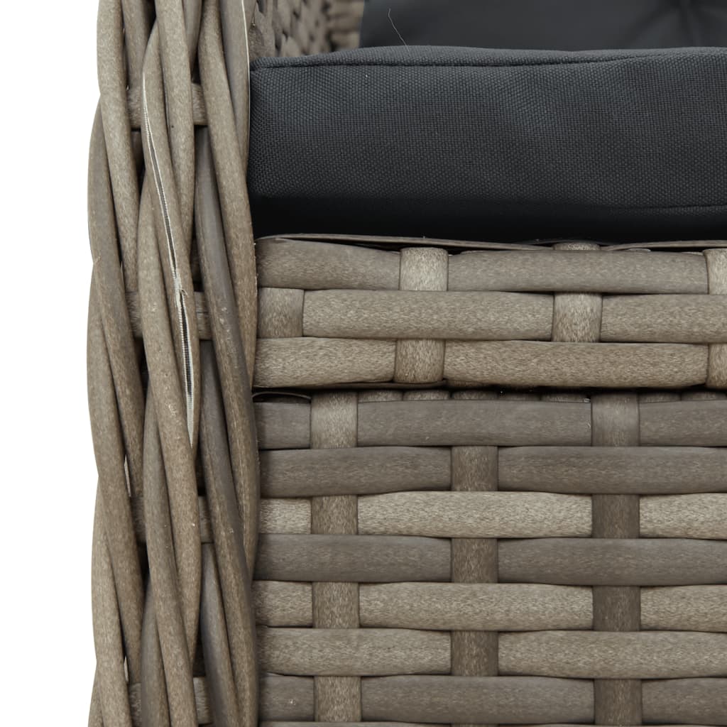 7-tlg. Garten-Essgruppe mit Kissen Grau Poly Rattan