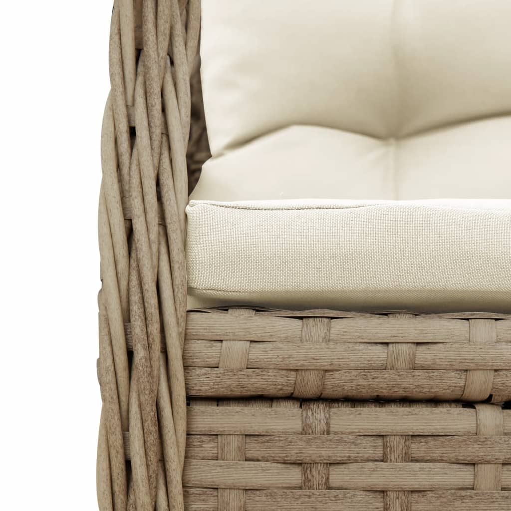 9-tlg. Garten-Essgruppe mit Kissen Beige Poly Rattan