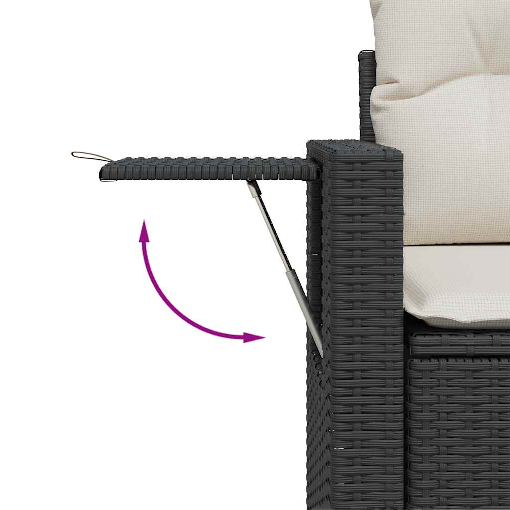 9-tlg. Garten-Sofagarnitur mit Kissen Schwarz Poly Rattan