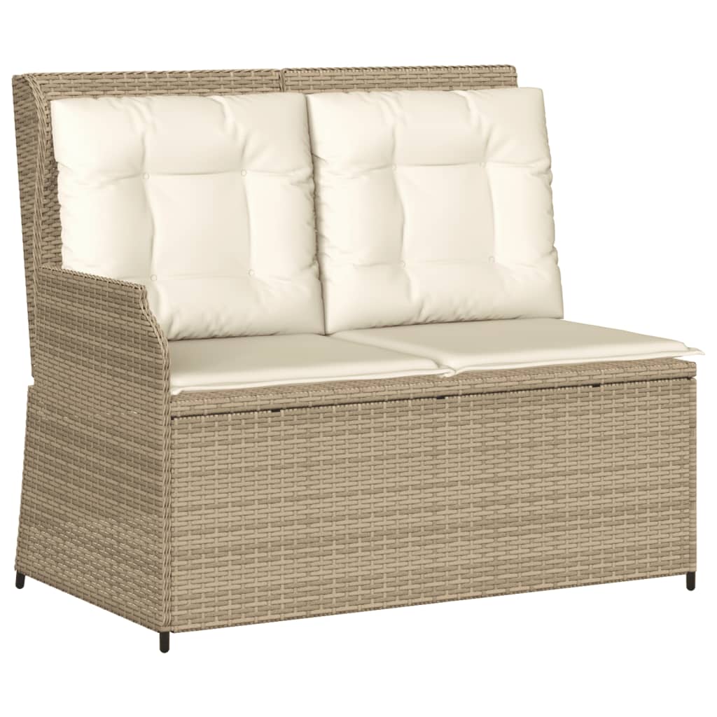 3-tlg. Garten-Lounge-Set mit Kissen Beige Poly Rattan