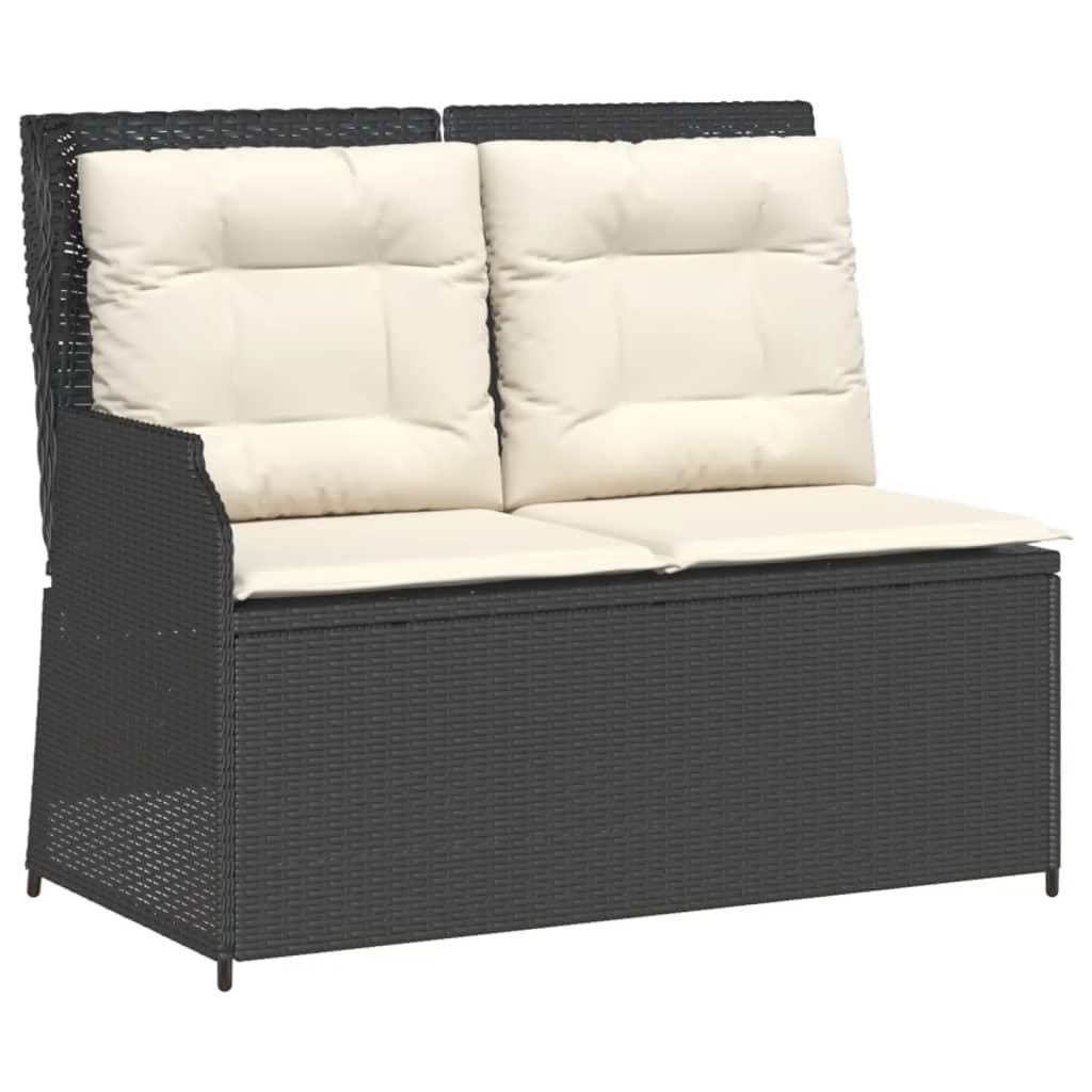 4-tlg. Garten-Lounge-Set mit Kissen Schwarz Poly Rattan