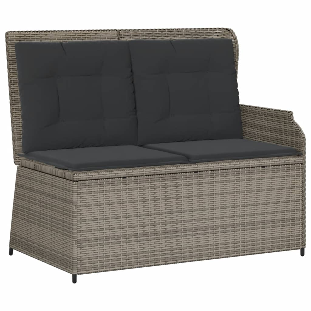 4-tlg. Garten-Lounge-Set mit Kissen Grau Poly Rattan