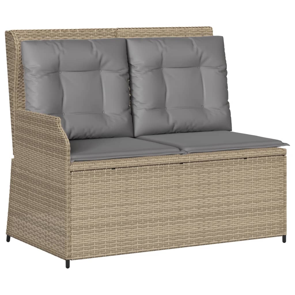 4-tlg. Garten-Lounge-Set mit Kissen Beige Poly Rattan