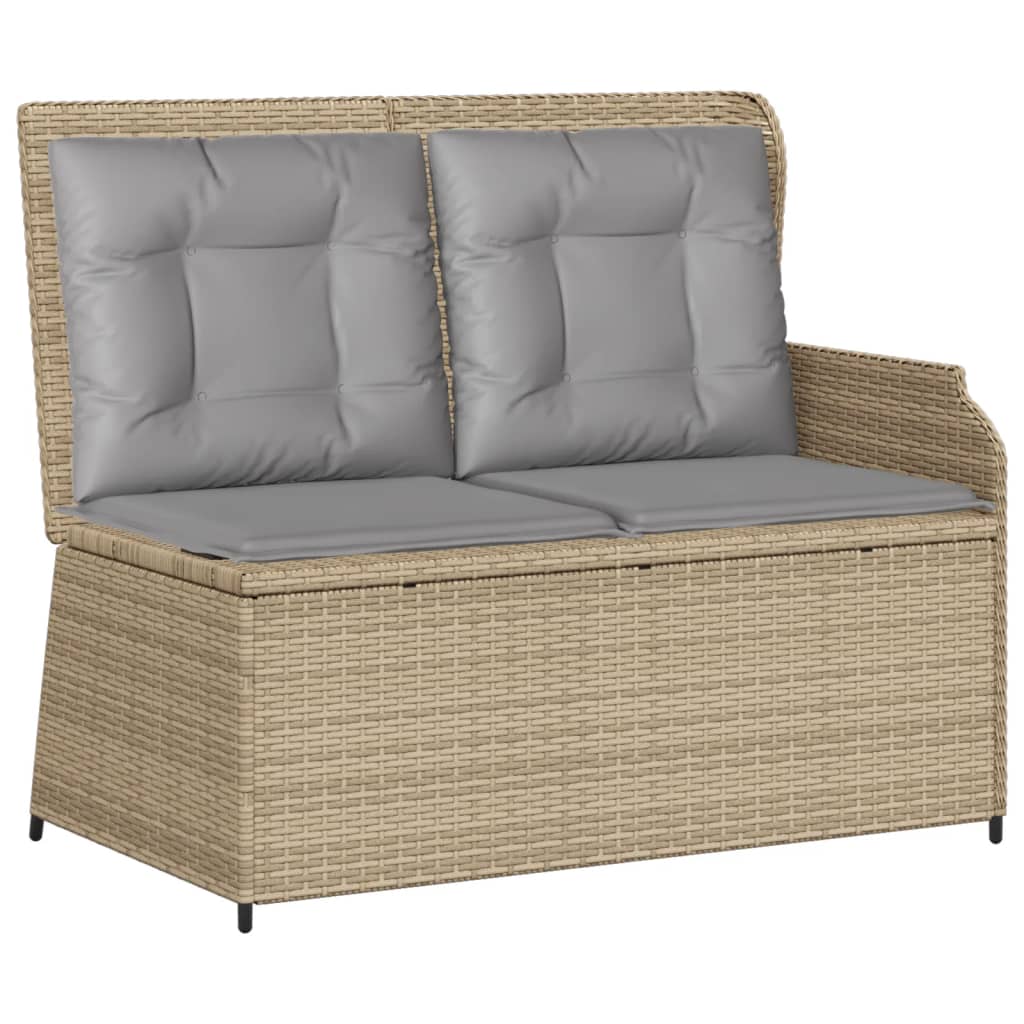 4-tlg. Garten-Lounge-Set mit Kissen Beige Poly Rattan