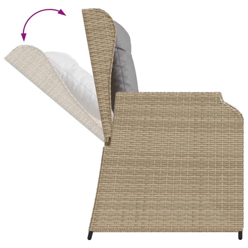 4-tlg. Garten-Lounge-Set mit Kissen Beige Poly Rattan