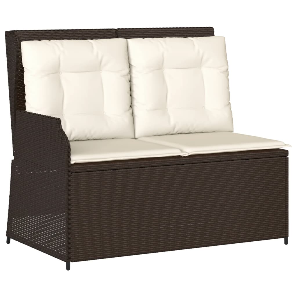 5-tlg. Garten-Lounge-Set mit Kissen Braun Poly Rattan