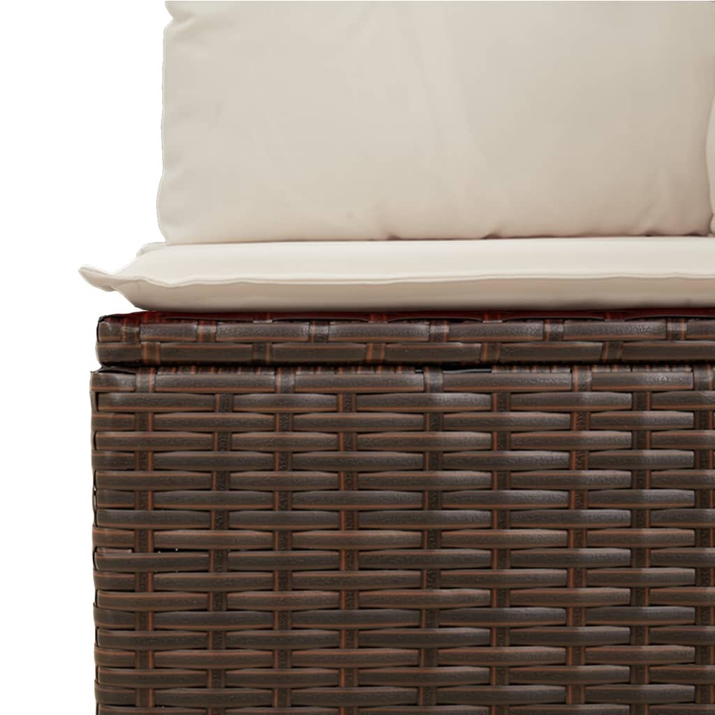 5-tlg. Garten-Lounge-Set mit Kissen Braun Poly Rattan