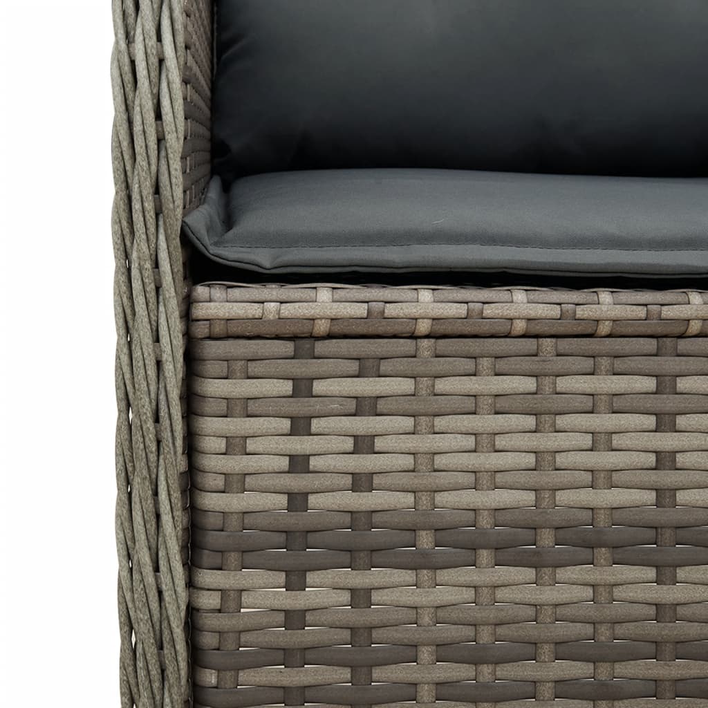 5-tlg. Garten-Lounge-Set mit Kissen Grau Poly Rattan