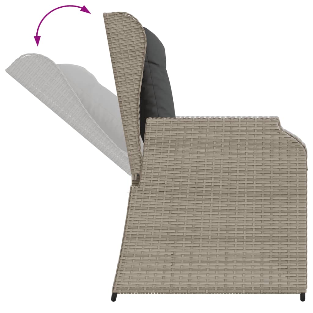 5-tlg. Garten-Lounge-Set mit Kissen Hellgrau Poly Rattan