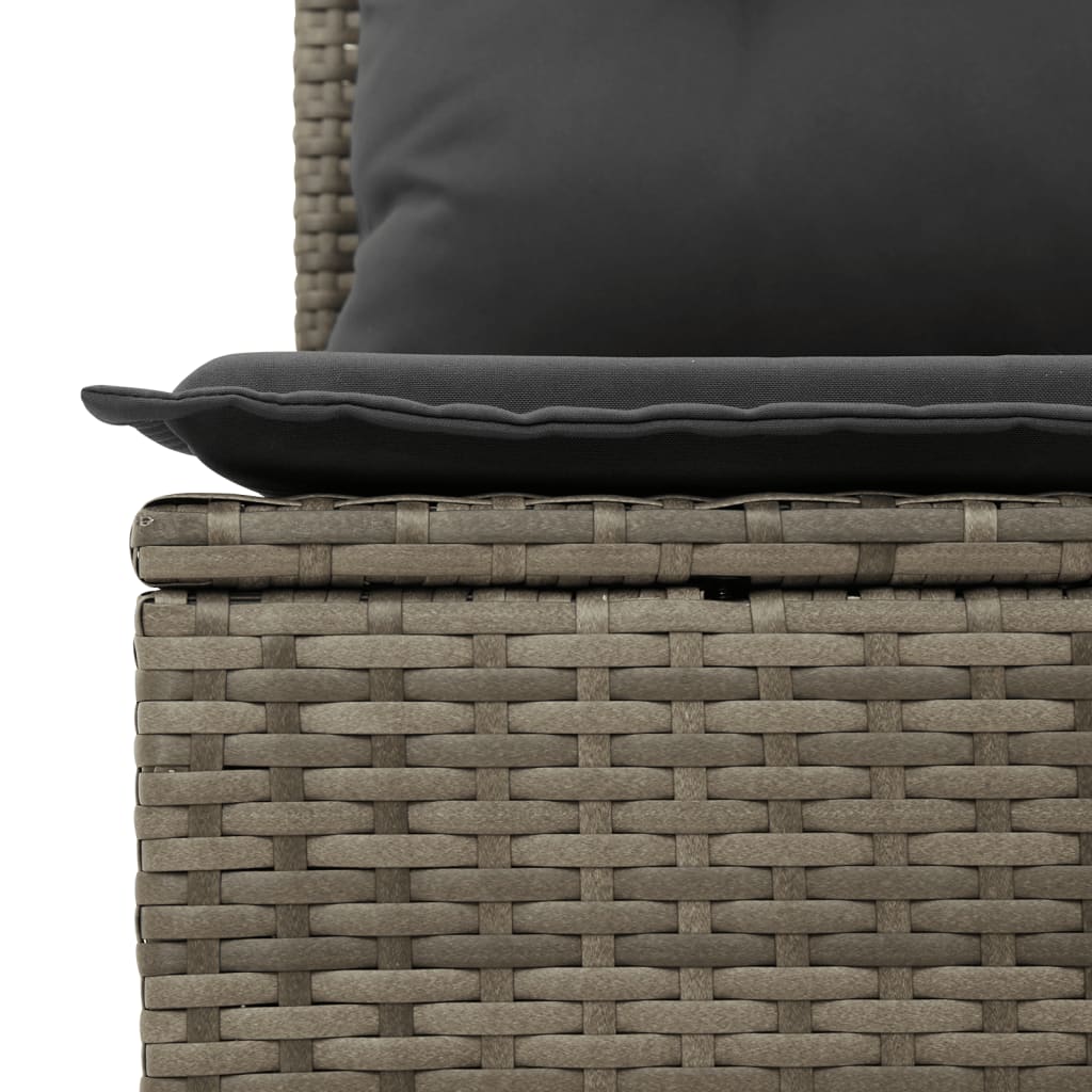 6-tlg. Garten-Lounge-Set mit Kissen Grau Poly Rattan