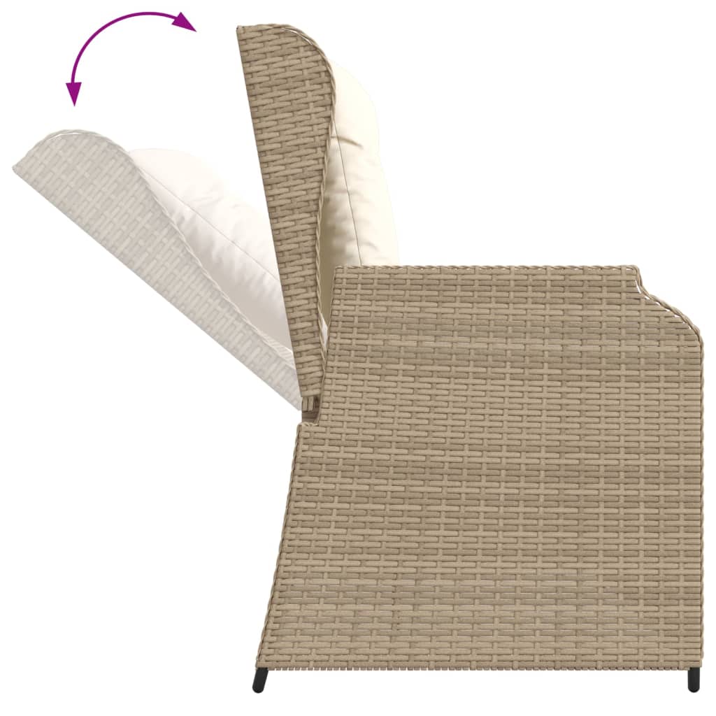 6-tlg. Garten-Lounge-Set mit Kissen Beige Poly Rattan