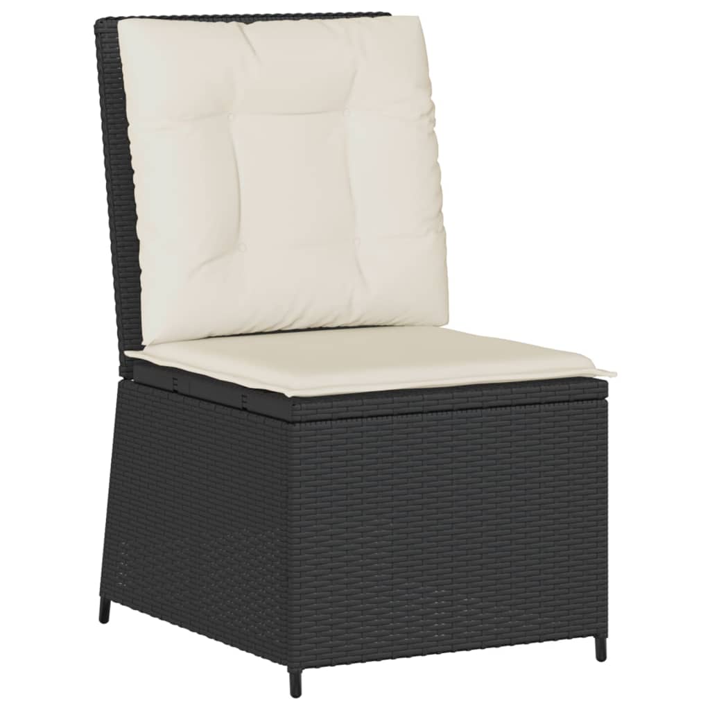 5-tlg. Garten-Lounge-Set mit Kissen Schwarz Poly Rattan