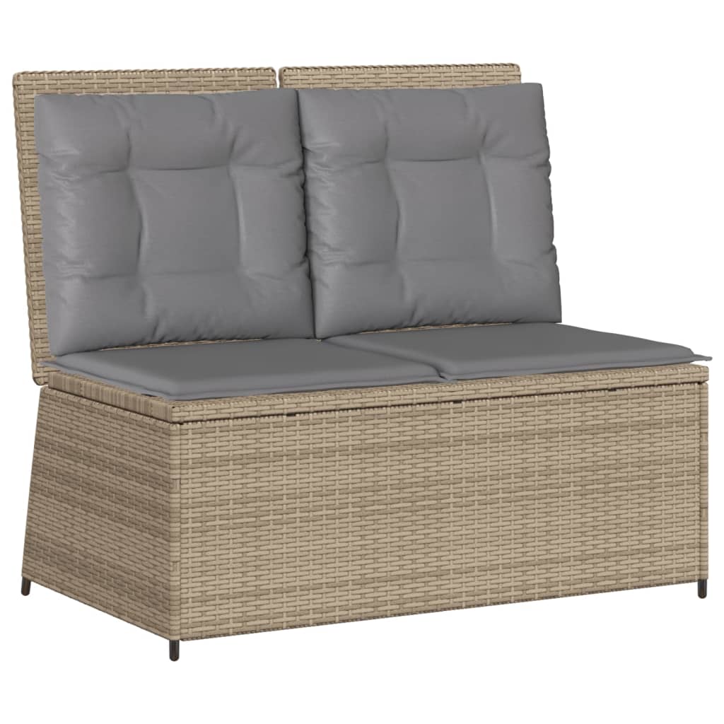 7-tlg. Garten-Lounge-Set mit Kissen Beige Poly Rattan