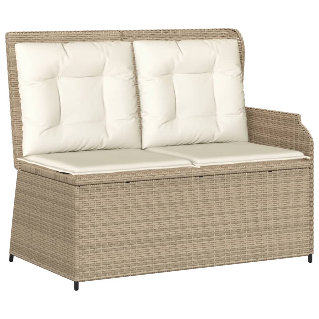 7-tlg. Garten-Lounge-Set mit Kissen Beige Poly Rattan