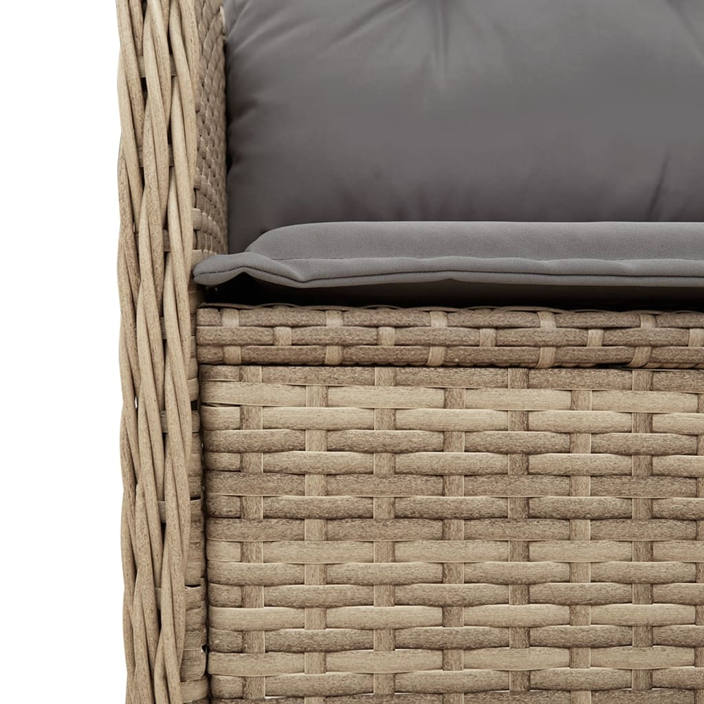 6-tlg. Garten-Lounge-Set mit Kissen Beige Poly Rattan