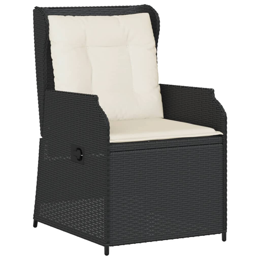 3-tlg. Garten-Lounge-Set mit Kissen Schwarz Poly Rattan