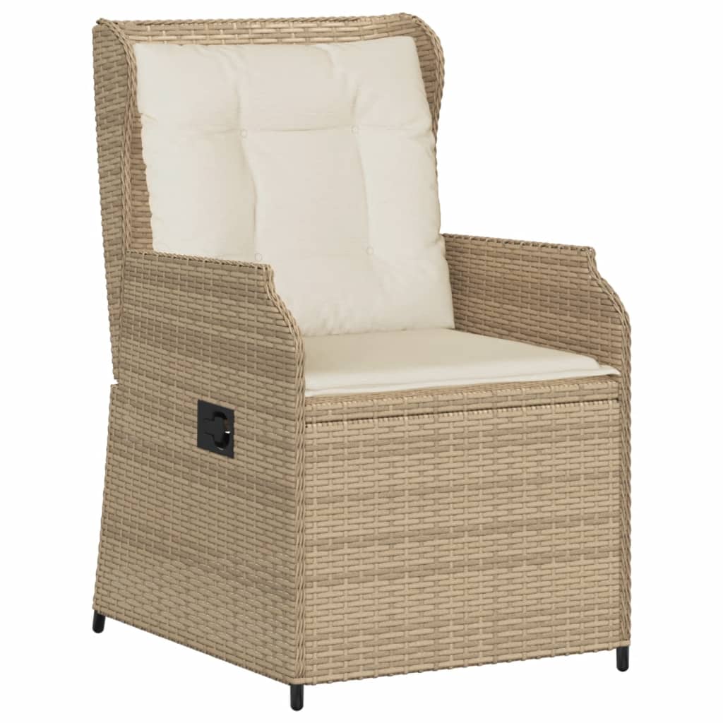 3-tlg. Garten-Lounge-Set mit Kissen Beige Poly Rattan