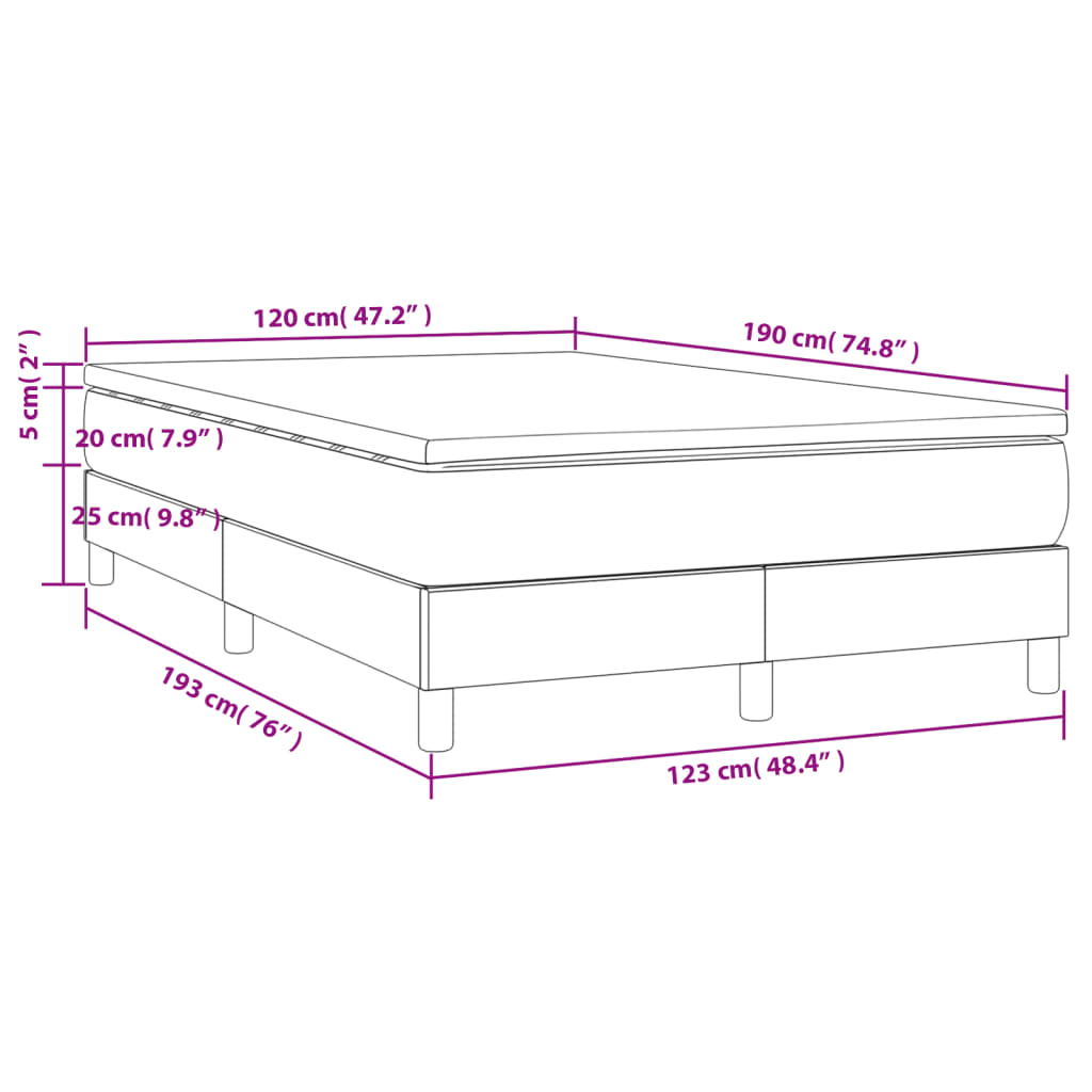 Boxspringbett Matratze Cappuccino-Braun 120x190 cm Kunstleder