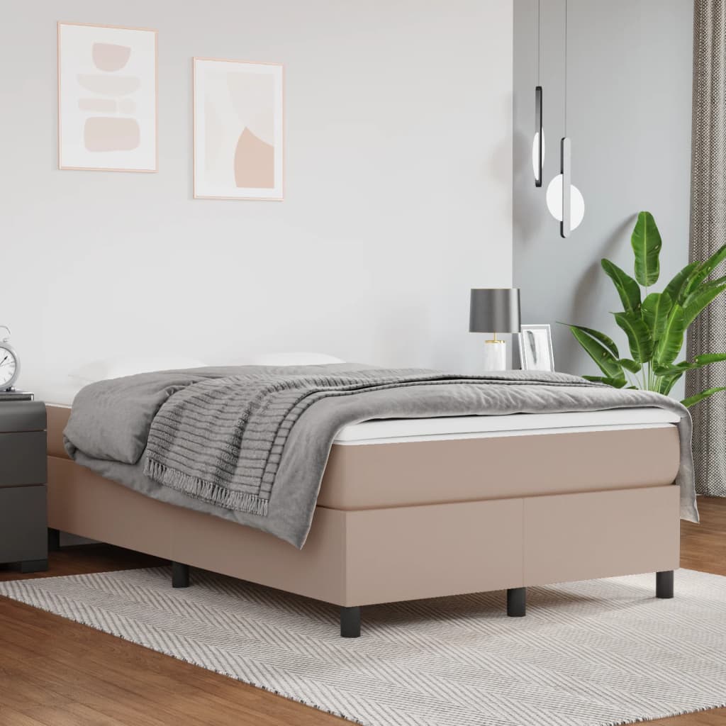 Boxspringbett Matratze Cappuccino-Braun 120x190 cm Kunstleder