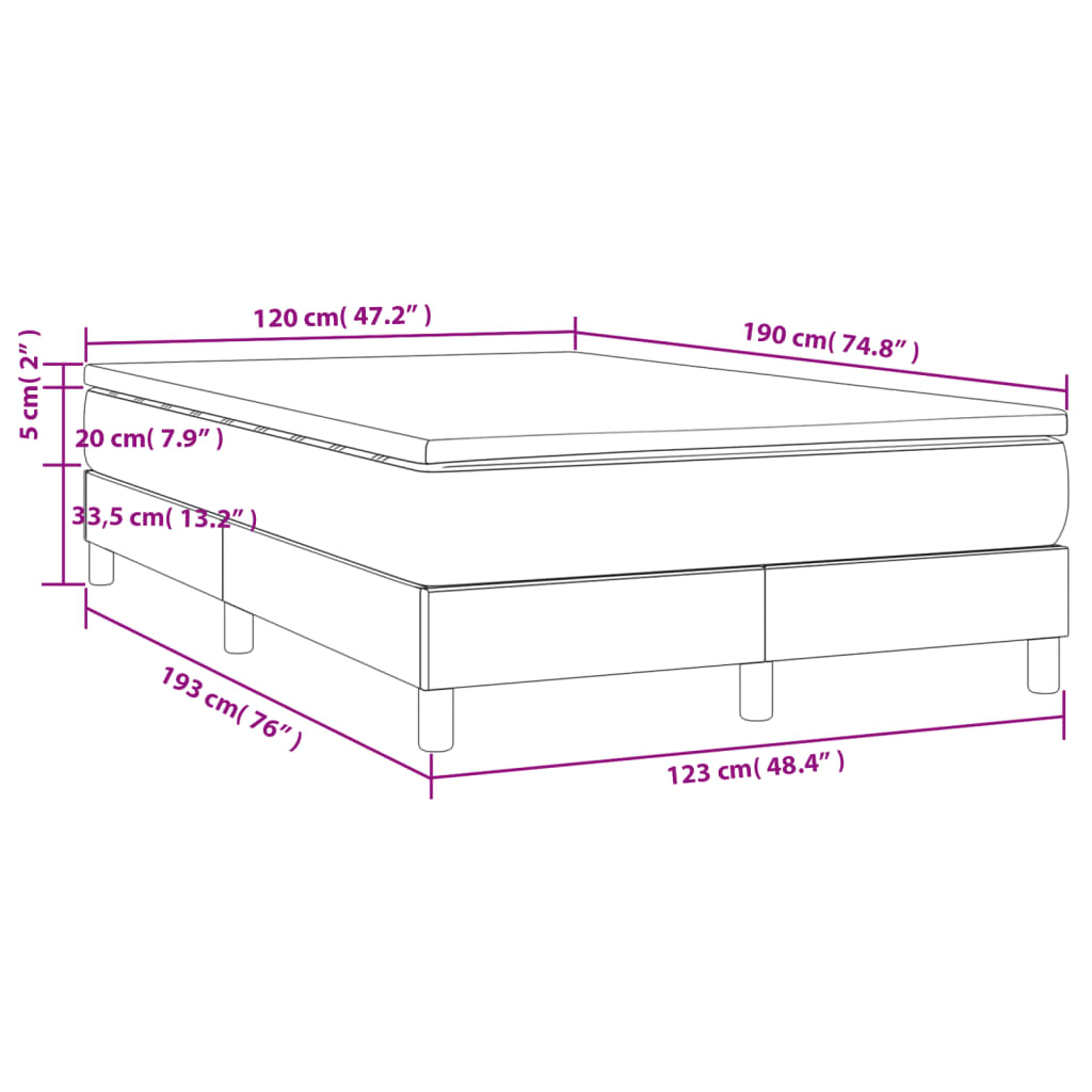 Boxspringbett Matratze Cappuccino-Braun 120x190 cm Kunstleder