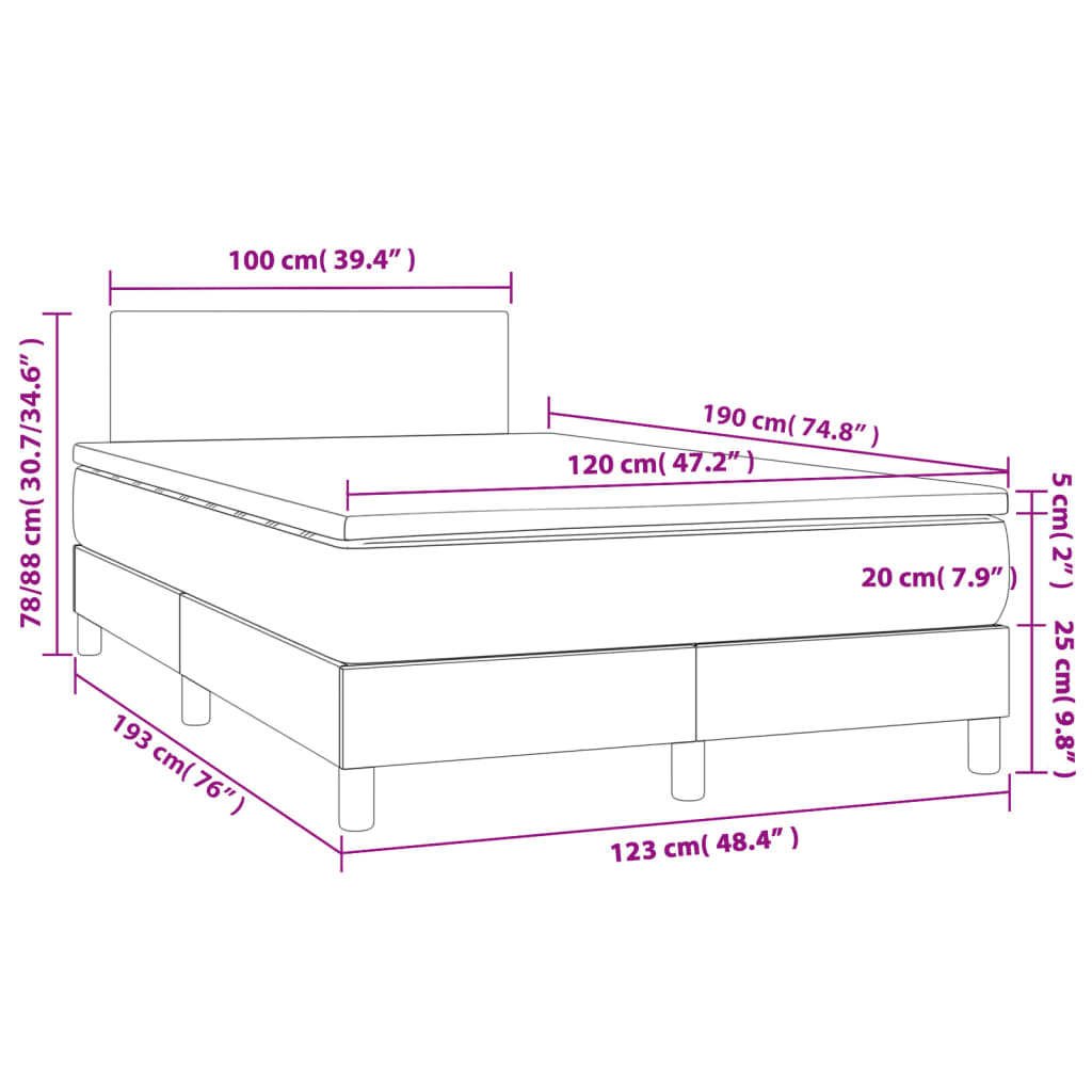 Boxspringbett Matratze Cappuccino-Braun 120x190 cm Kunstleder