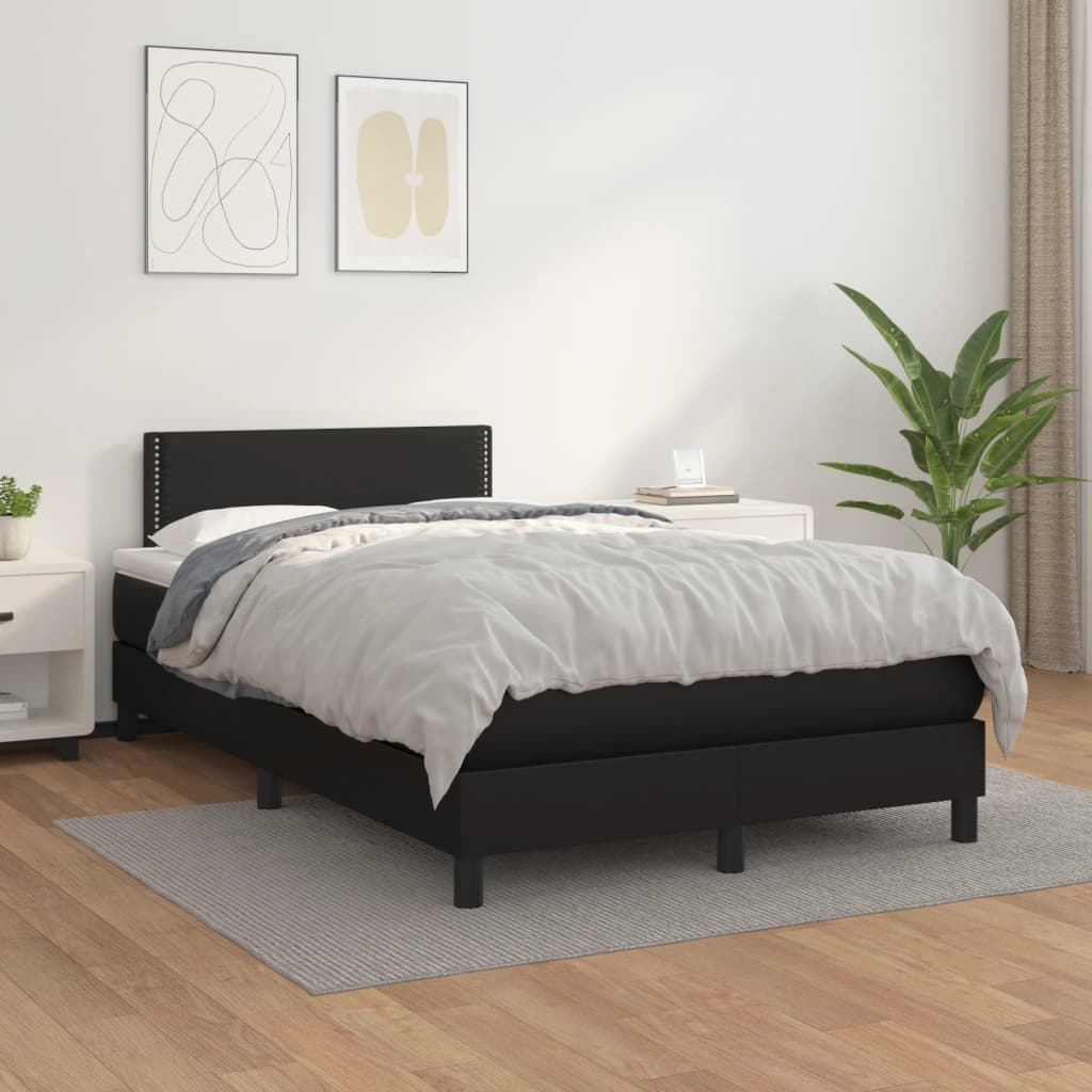 Boxspringbett mit Matratze Schwarz 120x190 cm Kunstleder