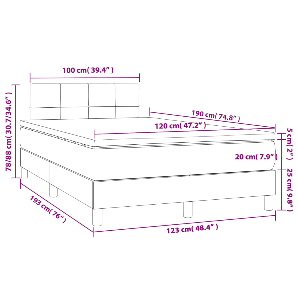 Boxspringbett mit Matratze Schwarz 120x190 cm Samt