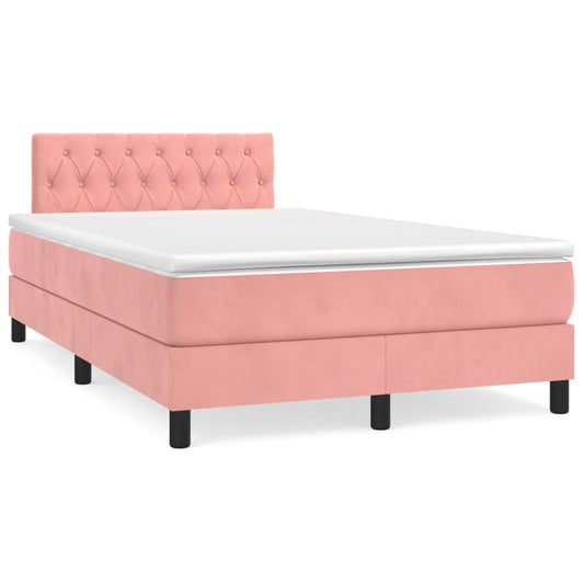 Boxspringbett mit Matratze Rosa 120x190 cm Samt