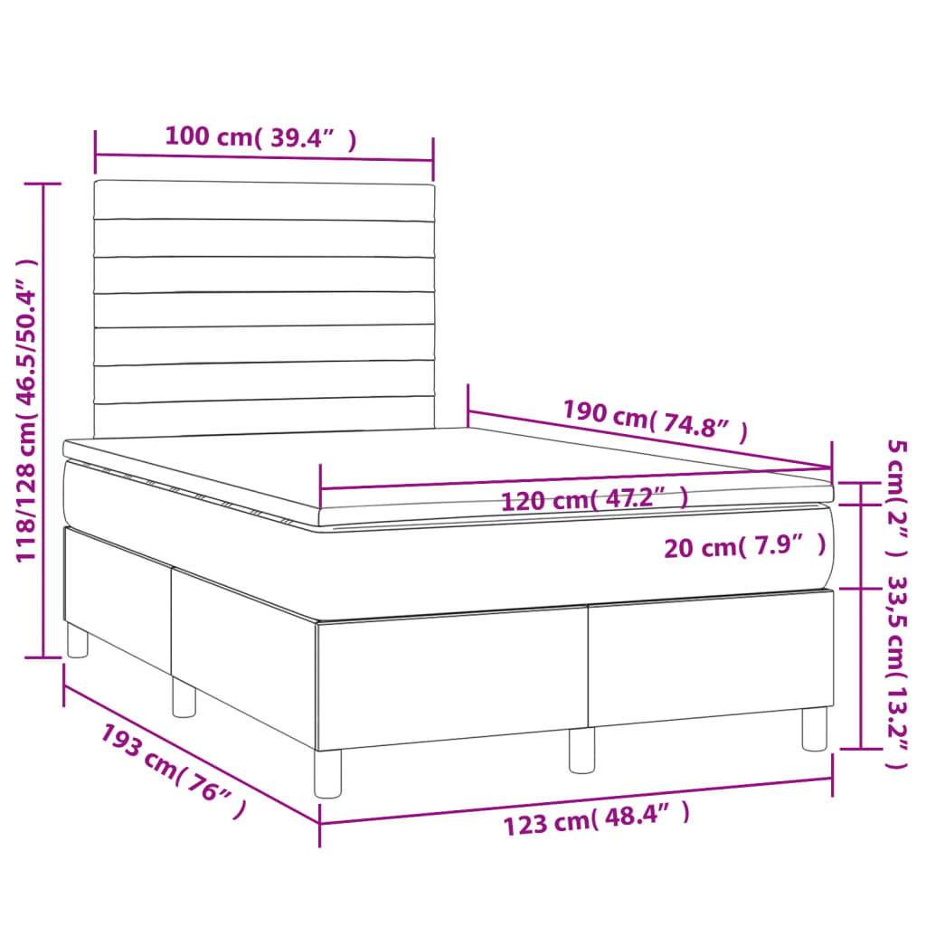 Boxspringbett mit Matratze Dunkelbraun 120x190 cm Stoff