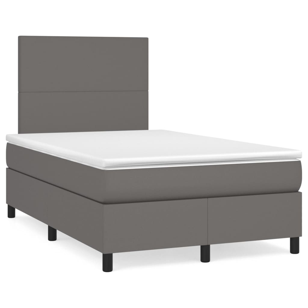 Boxspringbett mit Matratze Grau 120x190 cm Kunstleder