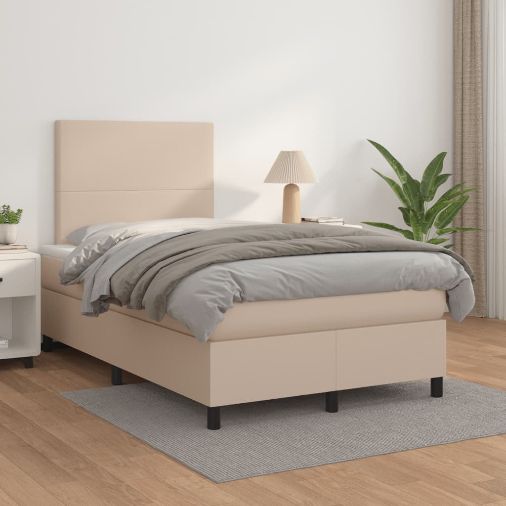 Boxspringbett Matratze Cappuccino-Braun 120x190 cm Kunstleder