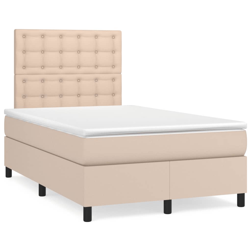 Boxspringbett Matratze Cappuccino-Braun 120x190 cm Kunstleder