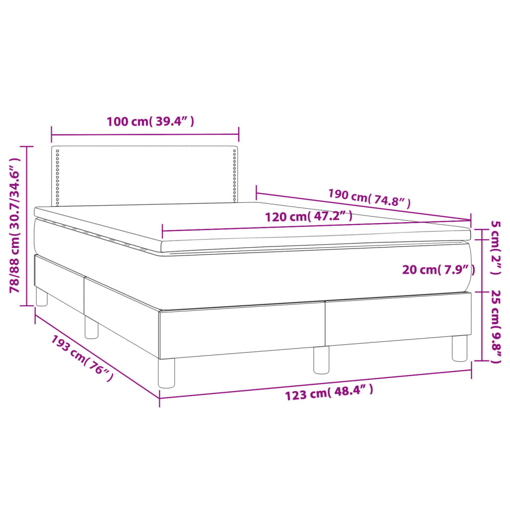 Boxspringbett mit Matratze & LED Dunkelbraun 120x190 cm Stoff