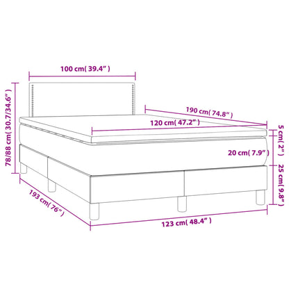 Boxspringbett mit Matratze & LED Dunkelbraun 120x190 cm Stoff