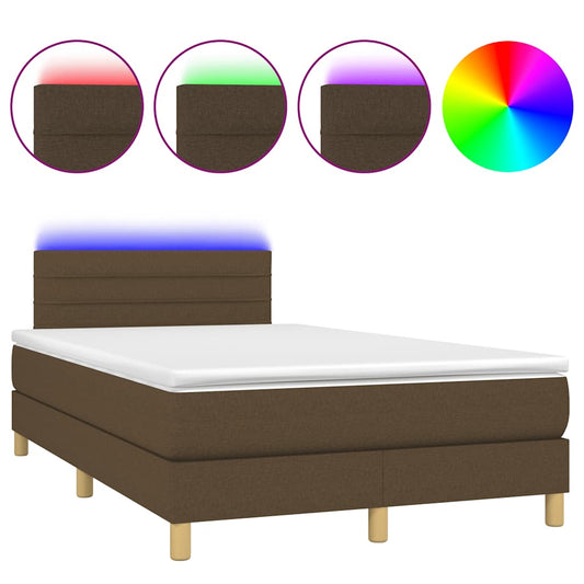 Boxspringbett mit Matratze & LED Dunkelbraun 120x190 cm Stoff
