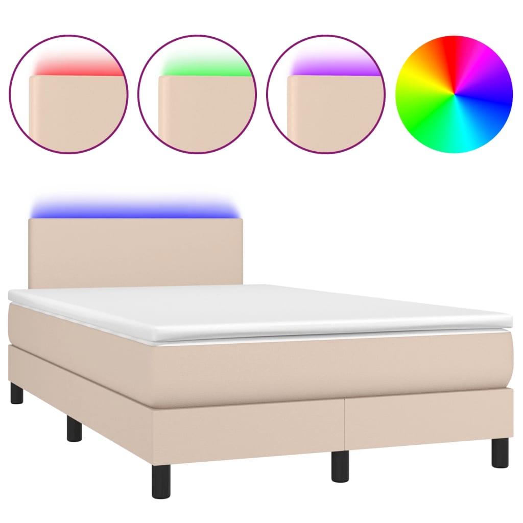 Boxspringbett mit Matratze & LED Cappuccino-Braun 120x190 cm