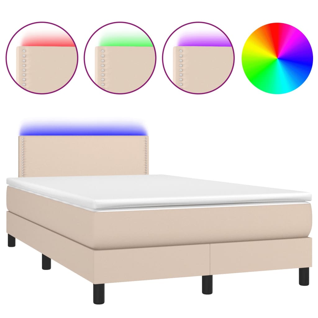 Boxspringbett mit Matratze & LED Cappuccino-Braun 120x190 cm