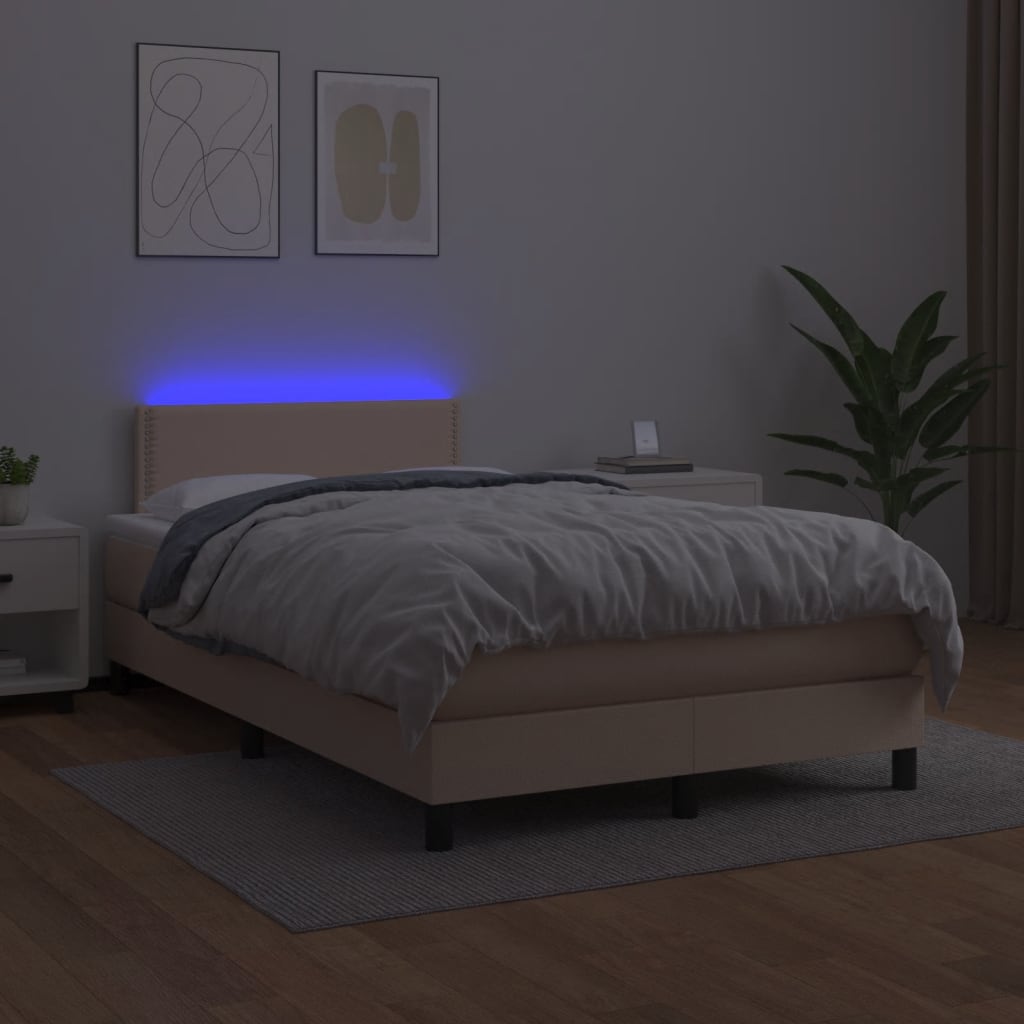 Boxspringbett mit Matratze & LED Cappuccino-Braun 120x190 cm