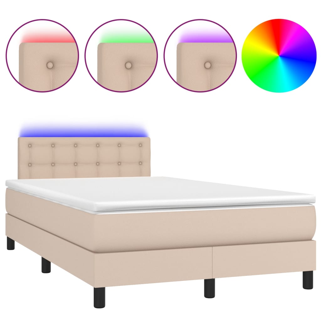 Boxspringbett mit Matratze & LED Cappuccino-Braun 120x190 cm