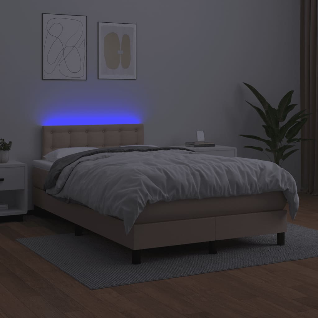 Boxspringbett mit Matratze & LED Cappuccino-Braun 120x190 cm