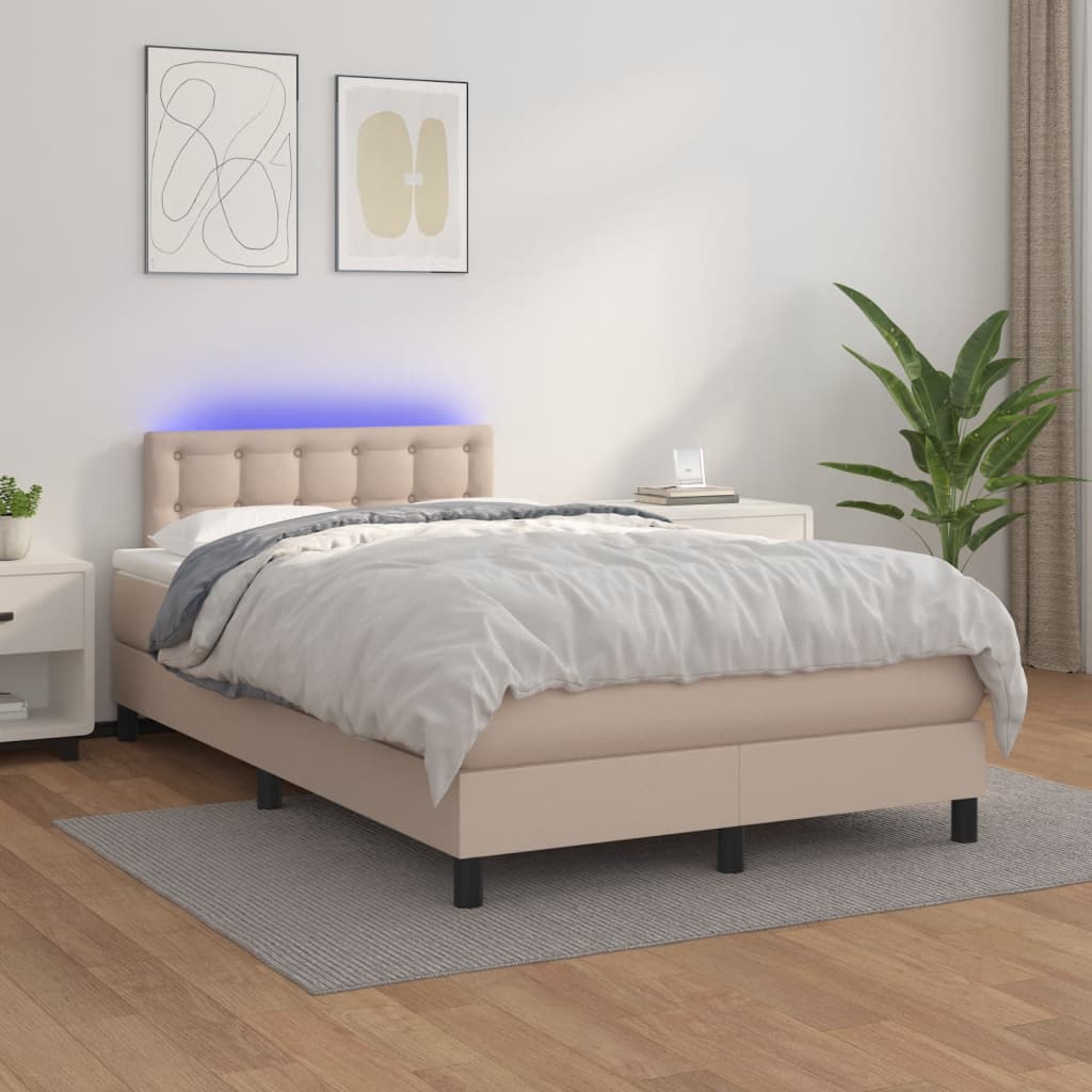 Boxspringbett mit Matratze & LED Cappuccino-Braun 120x190 cm