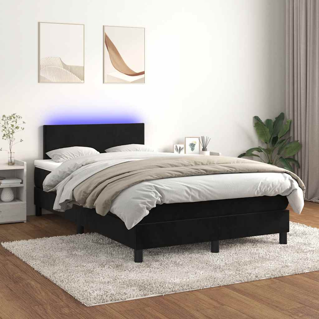 Boxspringbett mit Matratze & LED Schwarz 120x190 cm Samt