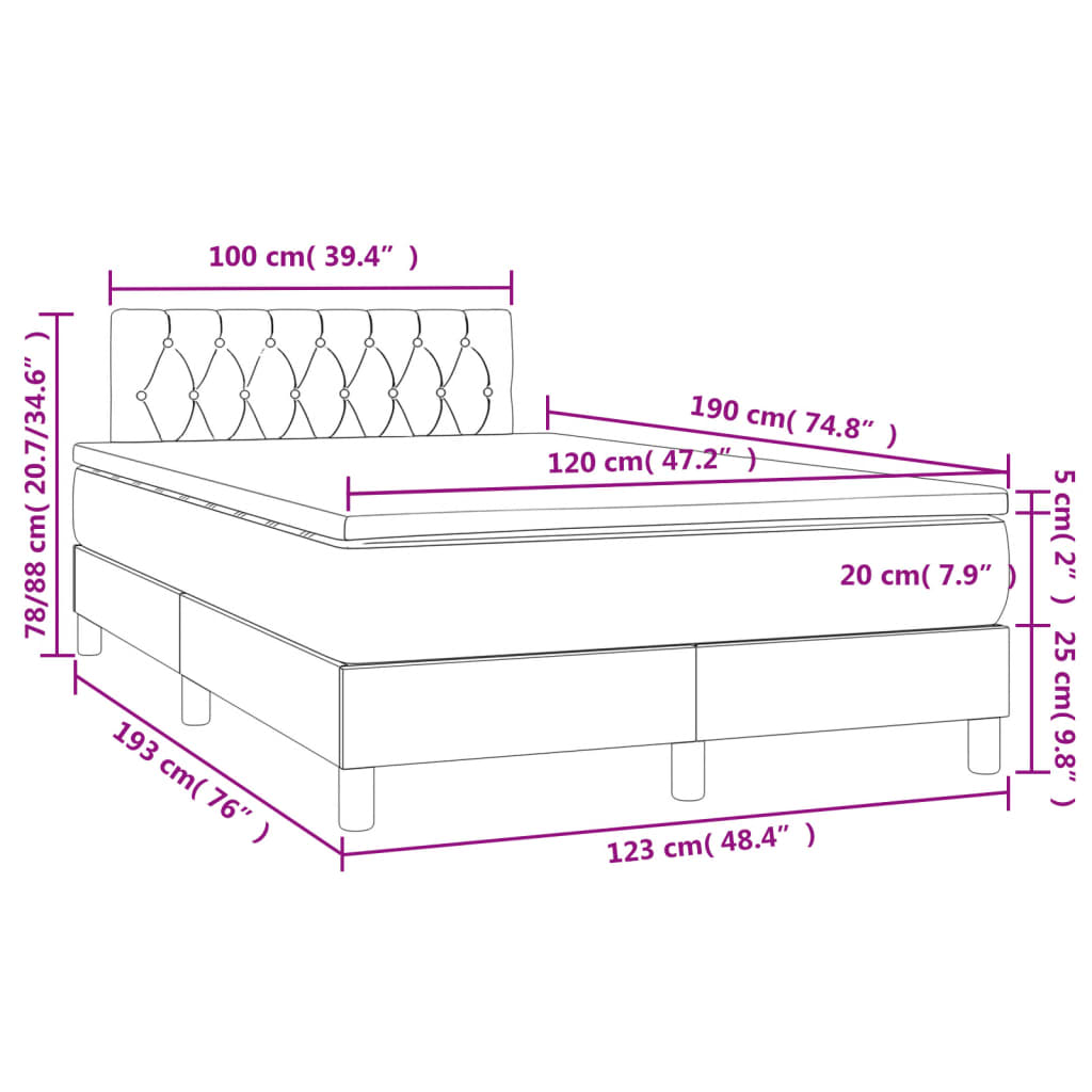 Boxspringbett mit Matratze & LED Dunkelgrün 120x190 cm Samt