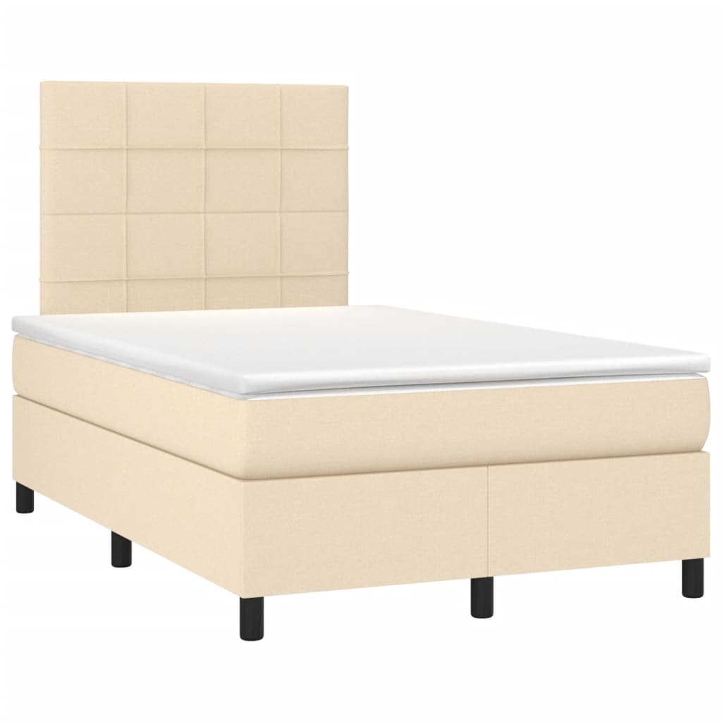 Boxspringbett mit Matratze & LED Creme 120x190 cm Stoff