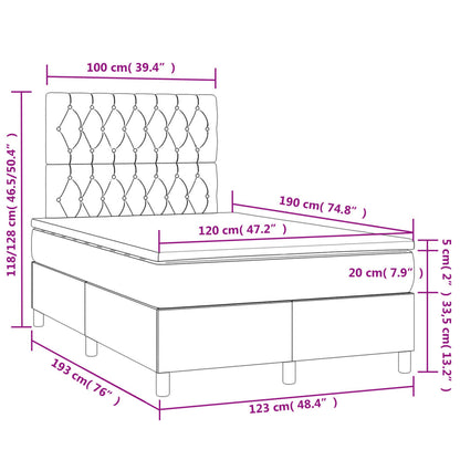 Boxspringbett mit Matratze & LED Creme 120x190 cm Stoff