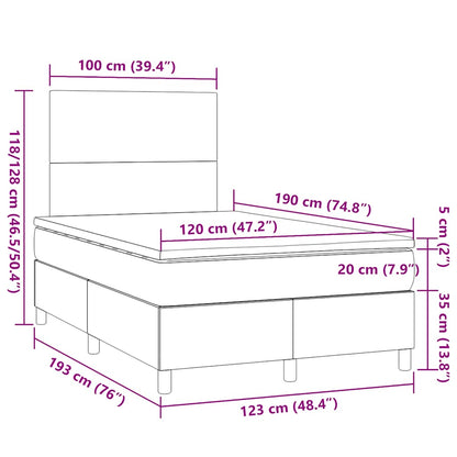 Boxspringbett mit Matratze & LED Dunkelbraun 120x190 cm Stoff